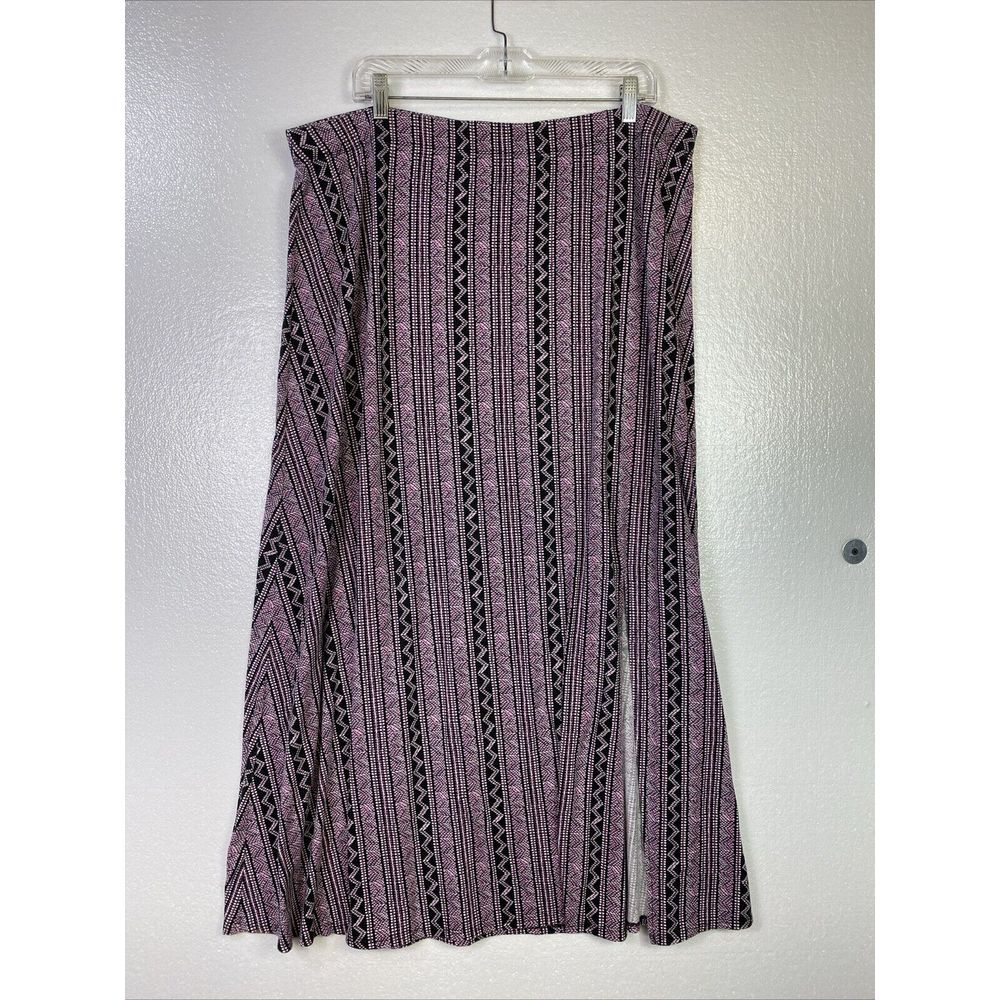 Westport 1962 Maxi Skirt 2X Womens‎ Bohemian Stripe Black Multi Pull on Stretch